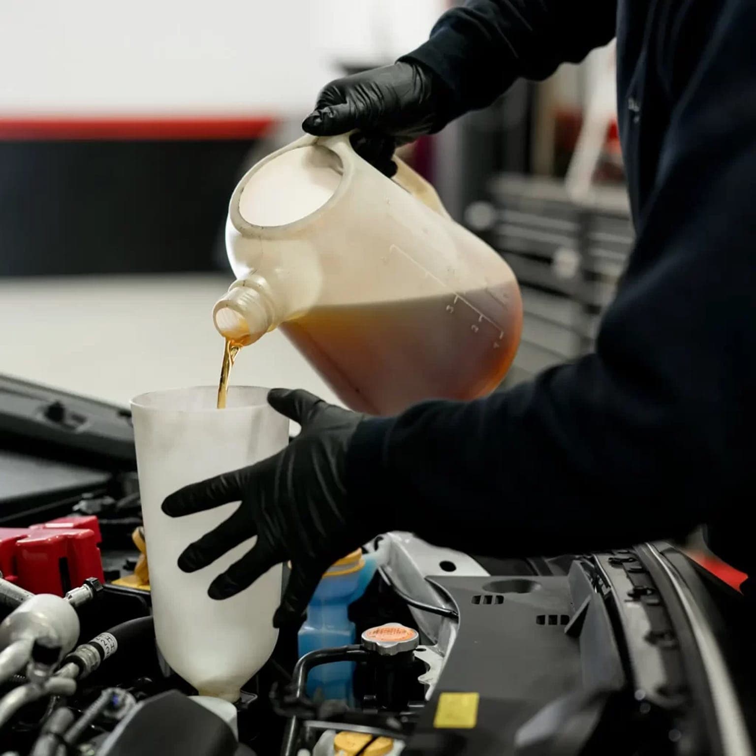 Logbook servicing under way on a European car